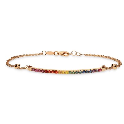 Rainbow Barrette Bracelet Rose Gold and Sapphires
