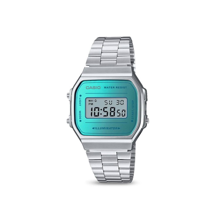 Casio Iconic Steel and Turquoise Watch