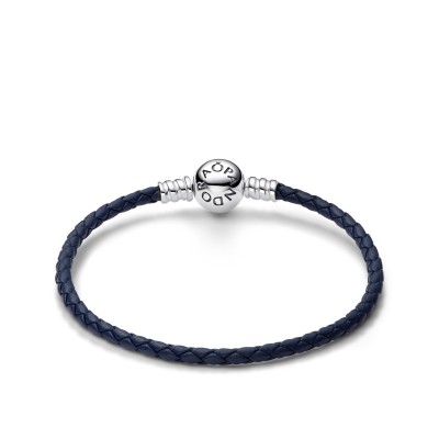 Pandora Moments Blue Braided Leather Bracelet