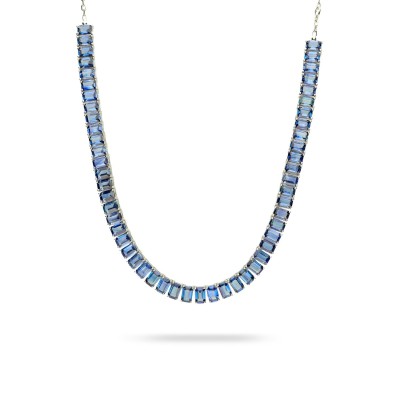 Necklace Riviere White Gold and Sapphires