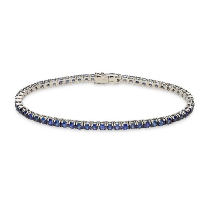 Riviere White Gold and Sapphires Bracelet