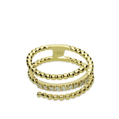 Three Rings Bollicine Yellow Gold and Diamonds Ring