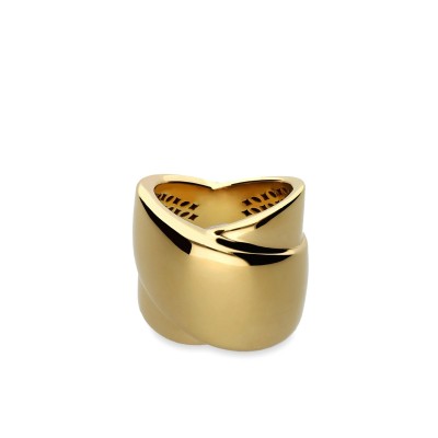 Grau Wide Crossed Ring in Yellow Gold