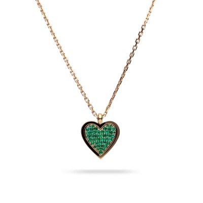 Grau Pink Gold Emerald Heart Necklace