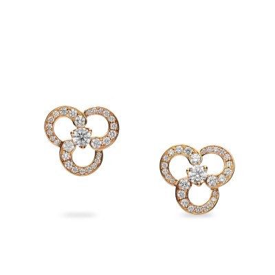 Rose Gold Flower Earrings with Diamonds