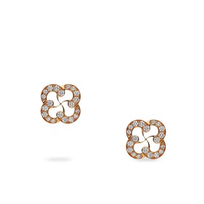 Rose Gold and Diamond Flower Earrings