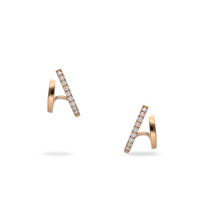 Earrings with Vertical Strip Grau Rose Gold and Diamonds