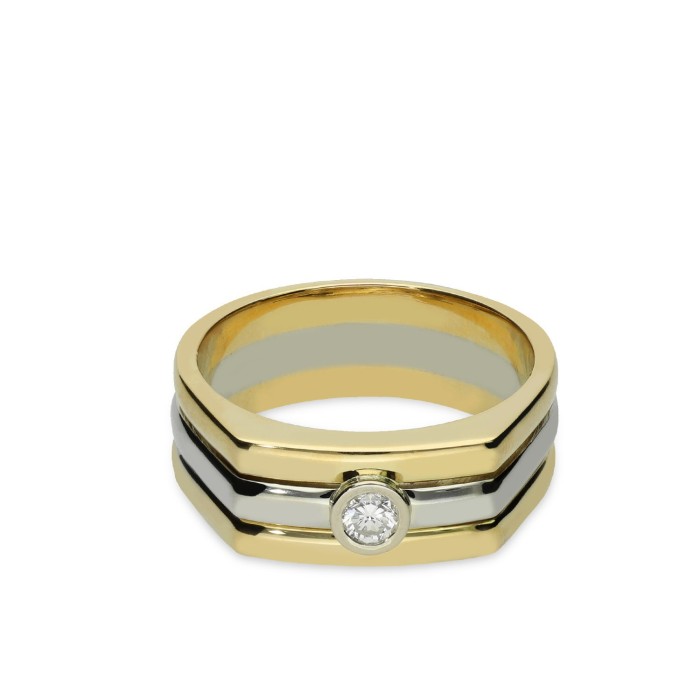 Anillo Sello Grau Oro Amarillo y Diamante