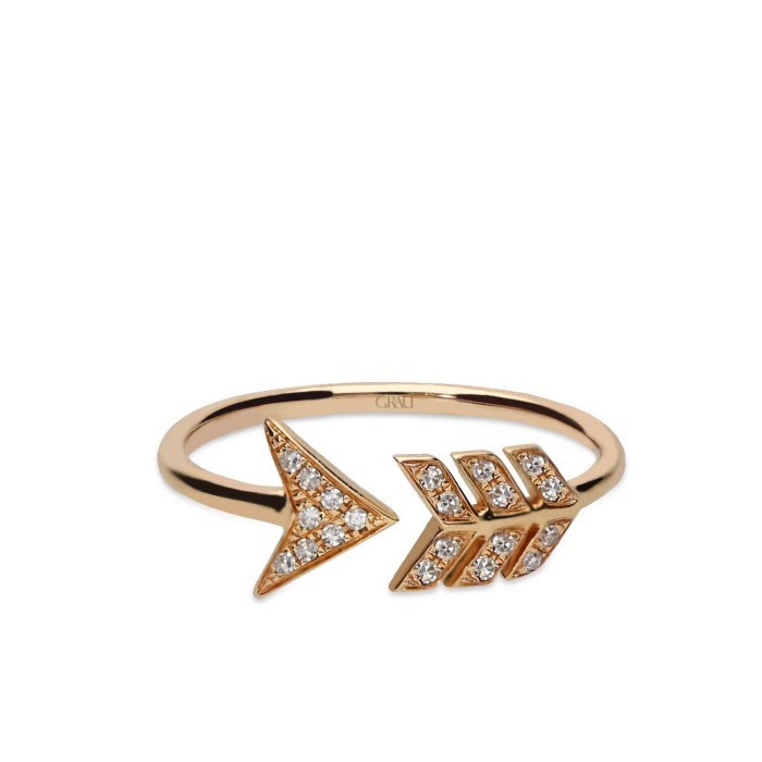 Grau Open Ring with Arrow Rose Gold and Diamonds