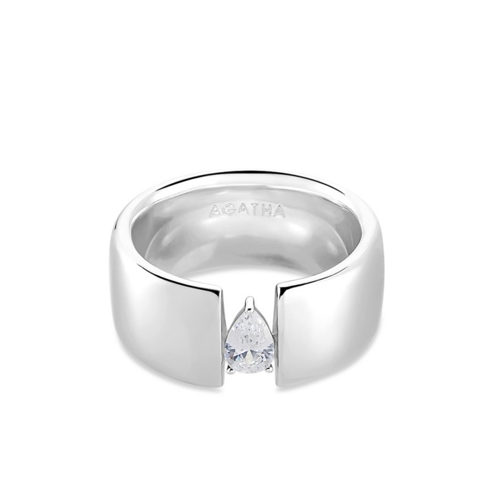 Agatha Silver Wide Jade Ring