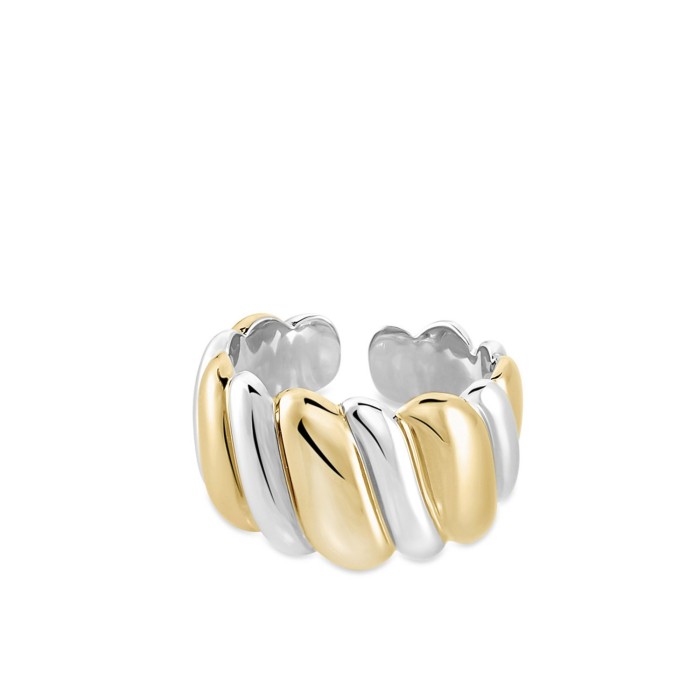 Wide Twisted Silver Gold Ring by Agatha