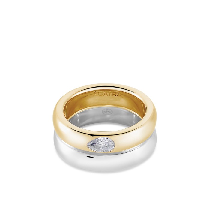Wide Dua Silver and Gold Ring by Agatha