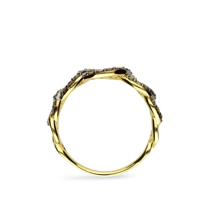 Ring Grau Barbed Chain Yellow Gold and Diamonds