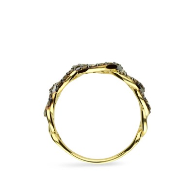 Ring Grau Barbed Chain Yellow Gold and Diamonds