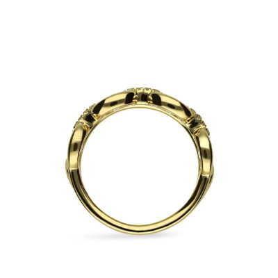 Calabrot Double Hoop ½ Wedding Ring Grau Yellow Gold and Diamonds