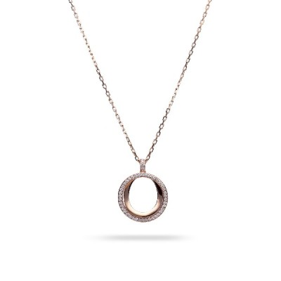 Double Hoop Necklace Grau Rose Gold