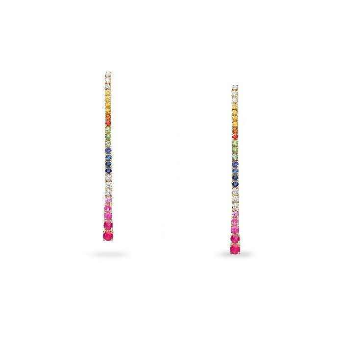 Long Earrings Rainbow White Gold and Sapphires