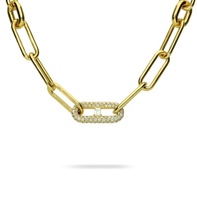 Yellow Gold and Diamonds Forced Chain Grau Necklace