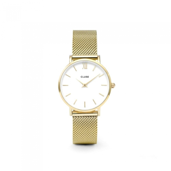 Reloj Minuit Mesh Gold/White