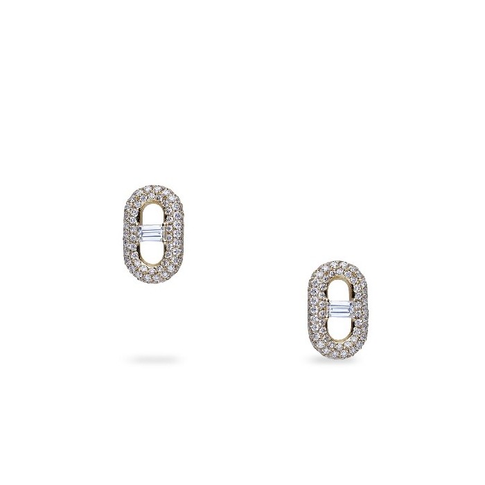 Grau Oval Earrings with Diamonds