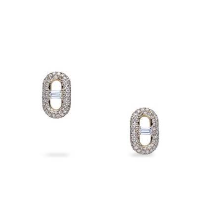 Grau Oval Earrings with Diamonds