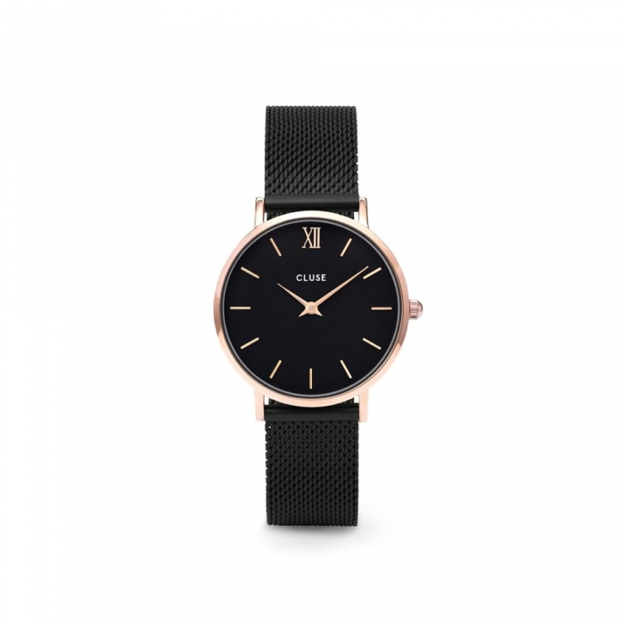 Reloj Minuit malla oro rosa negro/negro