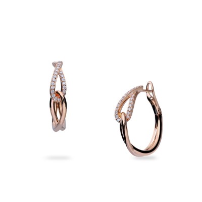 Grau Double Earrings in Rose Gold and Diamonds