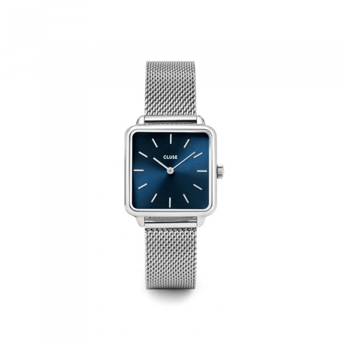 Rellotge Garçonne malla plata / blau marí