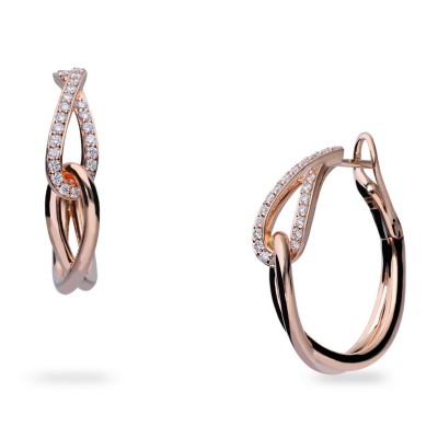 Grau Double Earrings in Rose Gold and Diamonds