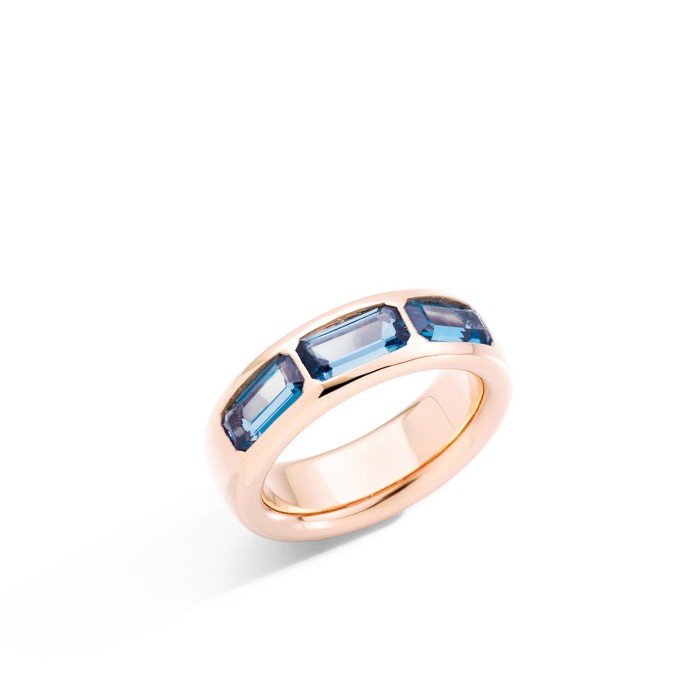 Pomellato Iconica Rose Gold and Blue Topaz Rings