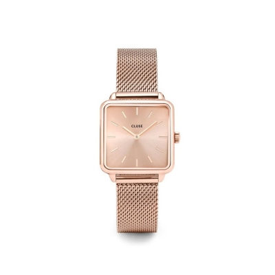 Rellotge Garçonne malla or rosa