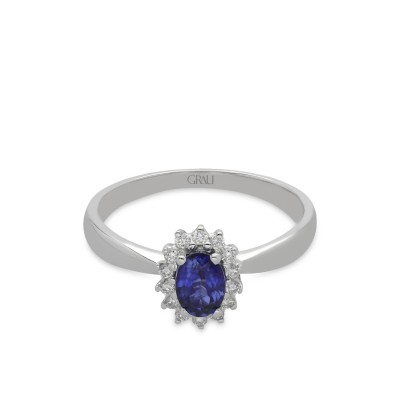 Rosette Ring Grau Blue Sapphire & White Gold