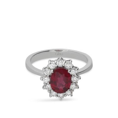 Ruby Rosette and White Gold Ring