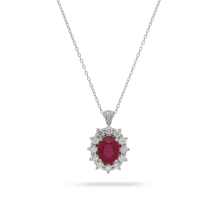 Grau Ruby Rosette and White Gold Necklace
