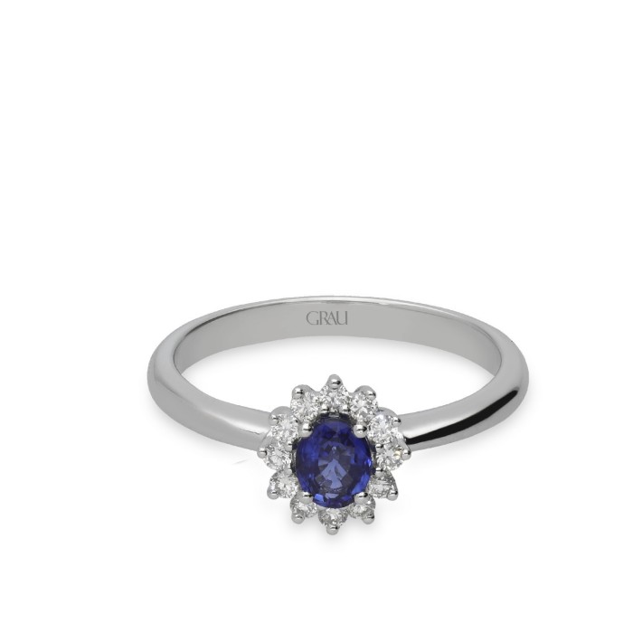 Petit Grau Rosette Ring Sapphire and Yellow Gold