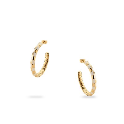 Agatha Brigitte Ivory and Gold Hoop Earrings