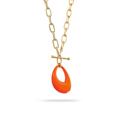 Agatha Brigitte Orange and Gold Long Necklace
