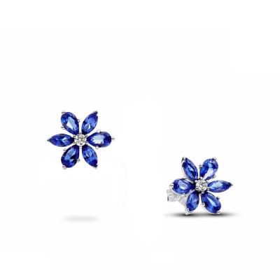 Pandora Bright Blue Herbarium Button Earrings