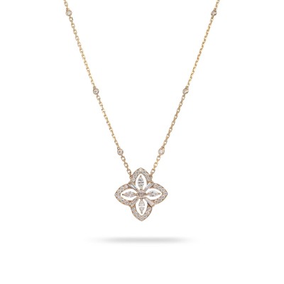 Grau Rose Gold and Diamond Flower Necklace