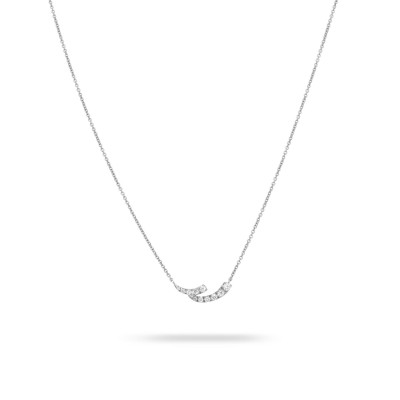 Grau White Gold and Diamond Two Curves Necklace