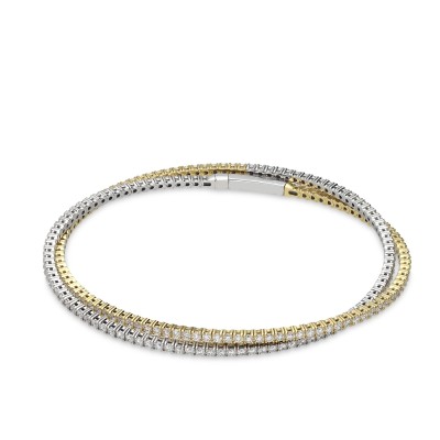 Grau Double Wrap Bracelet in White and Yellow Gold with Diamonds
