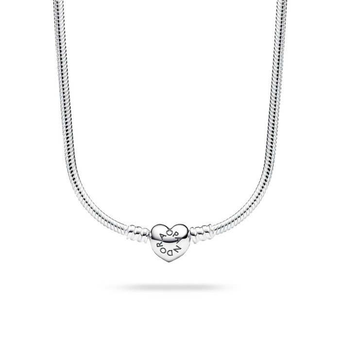 Pandora Necklace Heart Clasp and Snake Chain