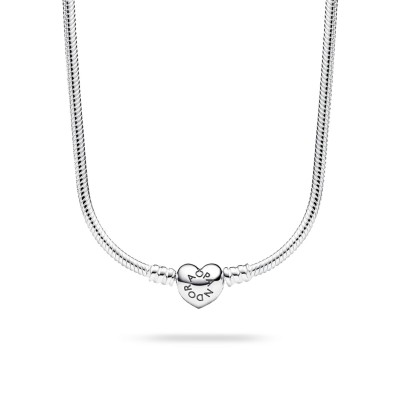 Pandora Necklace Heart Clasp and Snake Chain