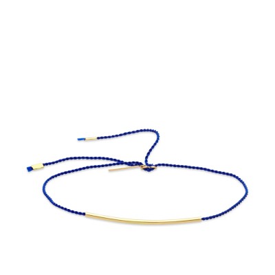 Grau Blue Cord and Yellow Gold Bracelet