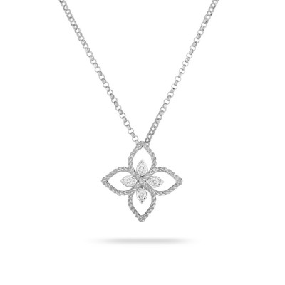 Collar Roberto Coin Princess Flower Oro Blanco y Diamantes
