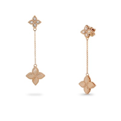 Roberto Coin Princess Flower Rose Gold Earrings