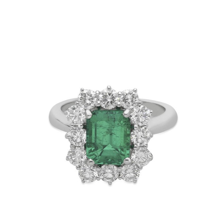 Grau Ring Emerald, Diamonds and White Gold