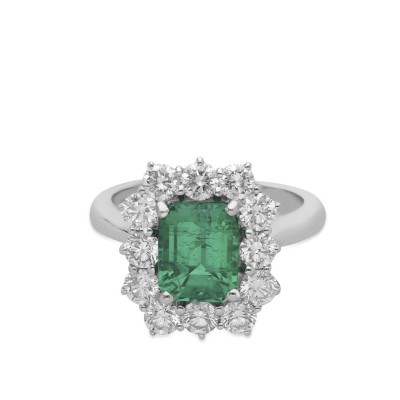 Grau Ring Emerald, Diamonds and White Gold