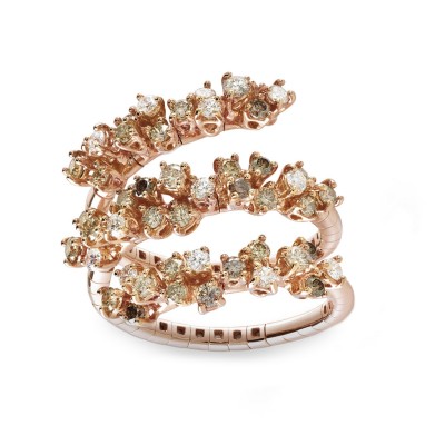 Rose Gold Ring with White and Brown Diamonds by Damiani