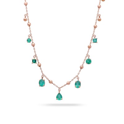 Grau emerald and gold unequal drops necklace